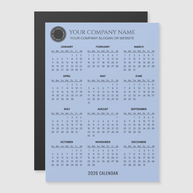 Crie seu próprio calendário empresarial 2026 | Ímã (Frente/Verso)