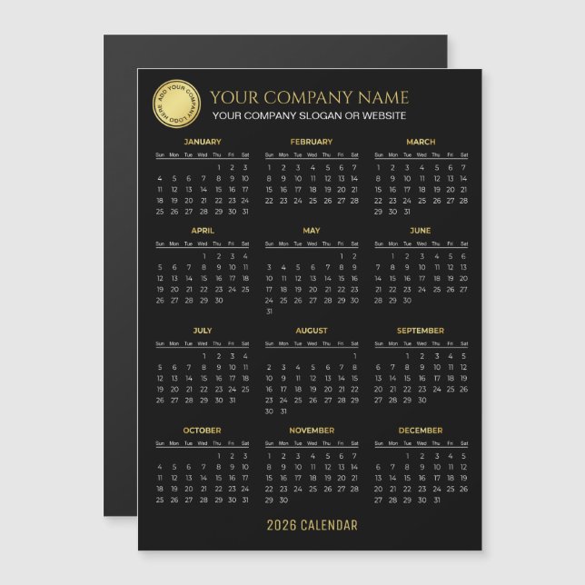 Crie seu próprio calendário empresarial 2026 | Ímã (Frente/Verso)