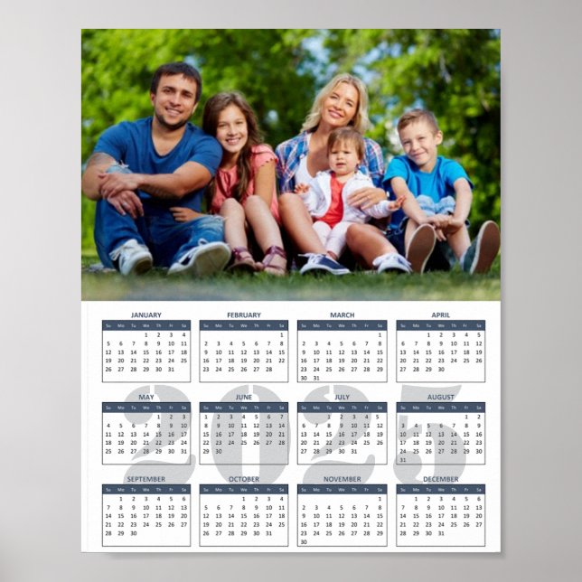 Crie seu próprio calendário poster de foto da famí (Frente)
