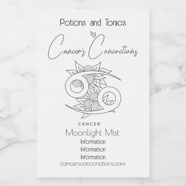 Crie seu próprio Cancer preto e branco legante (Rótulo Único)