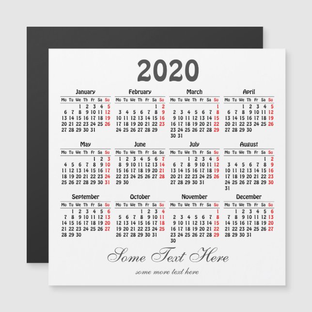 Crie seu próprio cartão magnético 2020 (Frente/Verso)
