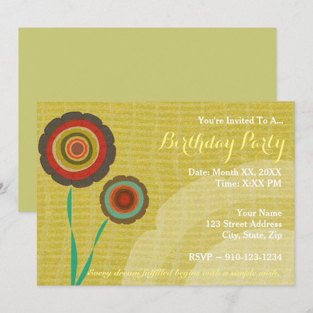 Crie seu próprio Convite de aniversário (Frente/Verso)