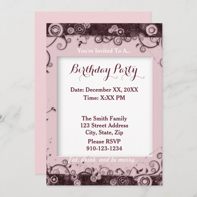 Crie seu próprio Convite de aniversário (Frente/Verso)