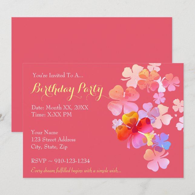 Crie seu próprio Convite de aniversário (Frente/Verso)