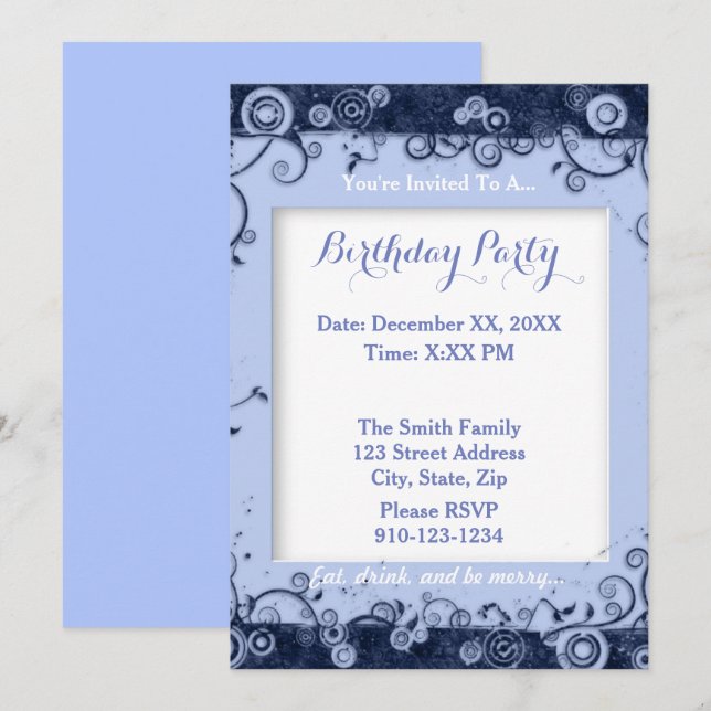 Crie seu próprio Convite de aniversário (Frente/Verso)