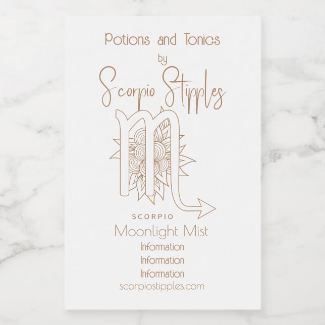 Crie seu próprio Escorpião Dourado e Branco Elegan (Rótulo Único)