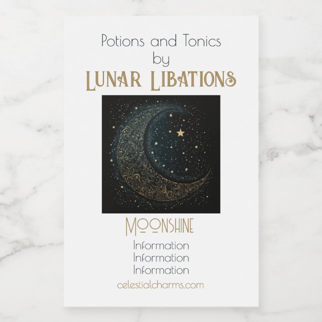 Crie seu próprio Filigre Dourado Lua Celestial (Rótulo Único)