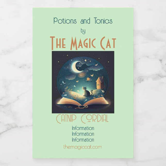 Crie Seu Próprio Gato Preto Místico & Grimório (Rótulo Único)