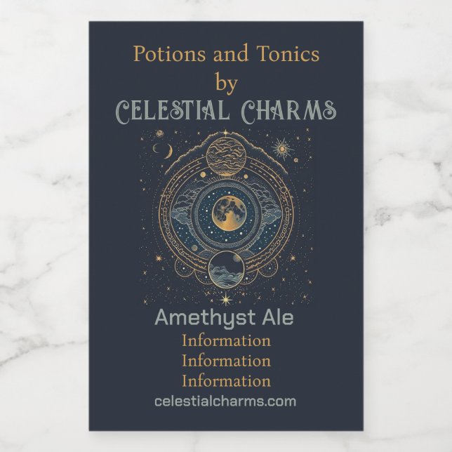 Crie seu próprio Lunar Azul e Dourado Celestial (Rótulo Único)