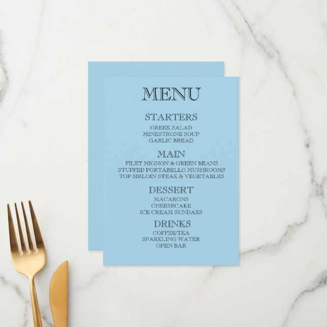 Crie seu próprio menu de evento/restaurante person (Frente/Verso In Situ)