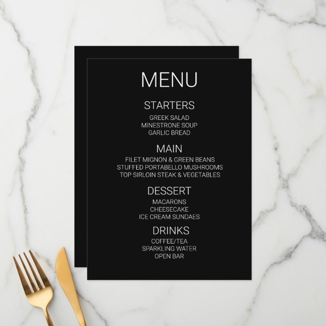 Crie Seu Próprio Menu Personalizado (Frente/Verso In Situ)
