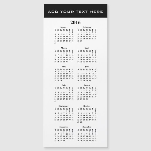Crie seu próprio Modelo de Calendário 2016 (Frente)
