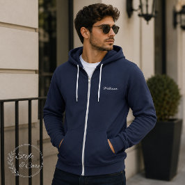 Crie Seu Próprio Nome Neste Moletom Navy com Zíper