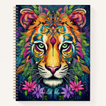 Crie seu próprio notebook Floral Tribal Tiger