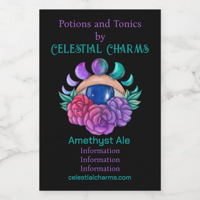 Crie seu próprio olho mágico, lua e Rosas (Rótulo Único)