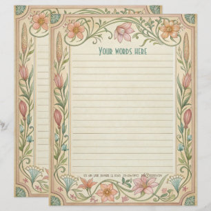 Crie Seu Próprio Papel de Carta Art Déco Floral de
