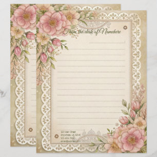 Crie Seu Próprio Papel de Carta com Flores de Rend