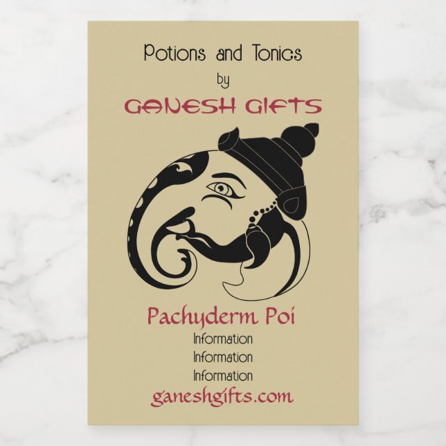 Crie seu próprio perfil preto e Dourado Ganesh (Rótulo Único)