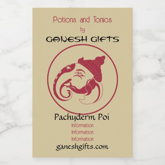 Crie seu próprio perfil vermelho e Dourado Ganesh (Rótulo Único)