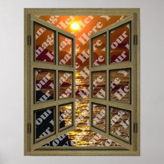 Crie seu próprio Poster de janela aberta castanho 