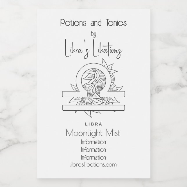 Crie seu próprio preto e branco legante Zodiac (Rótulo Único)