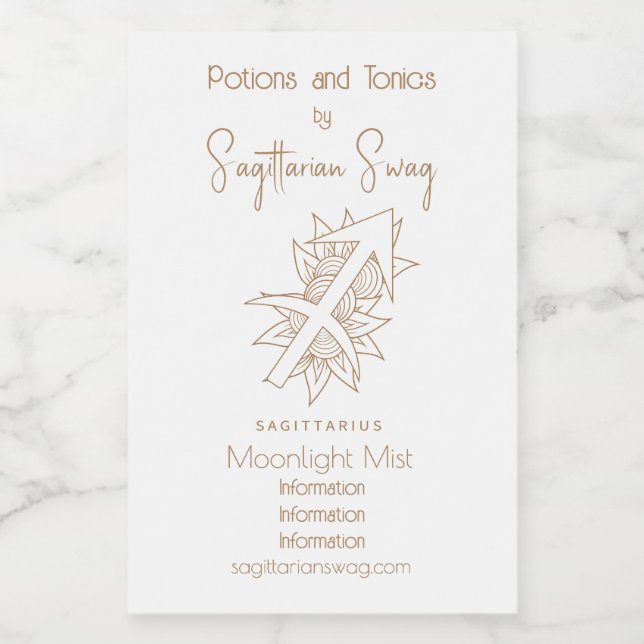 Crie seu próprio Sagitário Dourado e Branco Elegan (Rótulo Único)