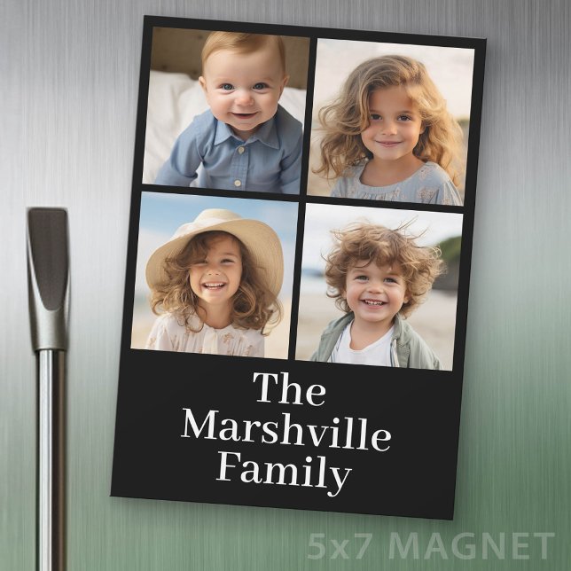 Crie Sua Própria Colagem de 4 Fotos com Ímã de Tex (Photo Magnet - 5x7 size)