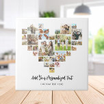Crie sua própria colagem de fotos em forma de cora<br><div class="desc">Crie o seu próprio azulejo decorativo de colagem fotográfica em forma de coração,  apresentando as suas fotografias favoritas numa grelha fotográfica em forma de coração amoroso. Adicione seu texto personalizado à tipografia moderna minimalista.</div>