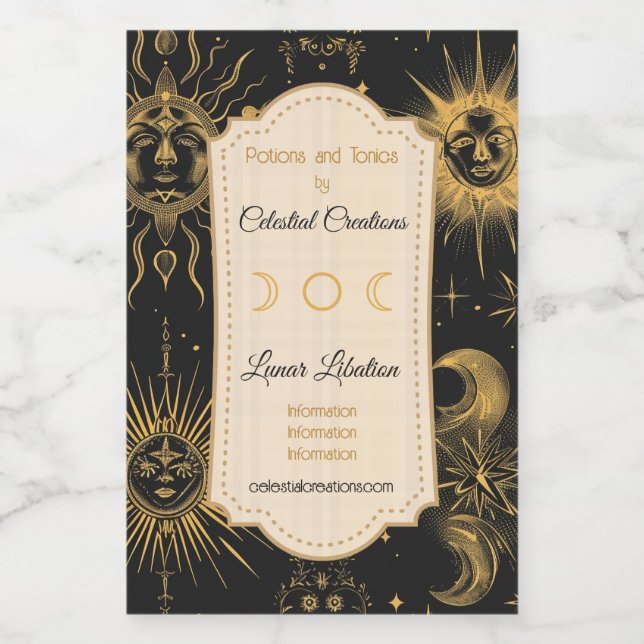 Crie sua própria lua celestial surreal e estrelas (Rótulo Único)