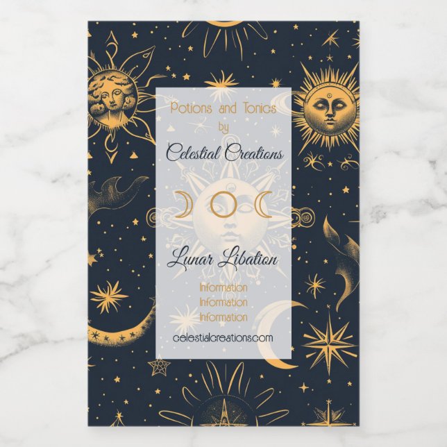 Crie sua própria Lua e estrelas Douradas e azuis (Rótulo Único)