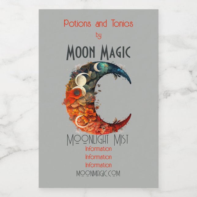 Crie Sua Própria Lua Floral 3D Colorida (Rótulo Único)