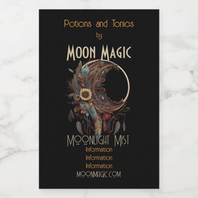 Crie sua própria Lua Floral Paisley Boho (Rótulo Único)