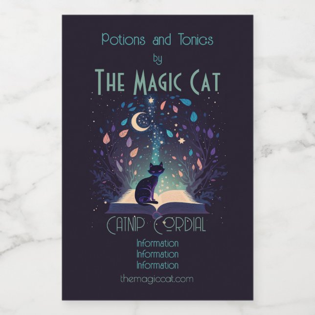 Crie sua própria magia de gato preto místico (Rótulo Único)