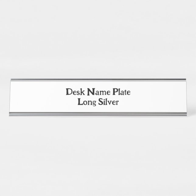 Crie Sua Própria Placa de Nome de Mesa Prateada e  (Frente)