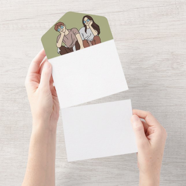 Crie Todos Em Um Convite De Casamento (Aba destacável)