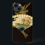 Crimped Oriental Fan with Floral Design<br><div class="desc">Painting of a crimped oriental fan with a floral design. The black background lets the colors on the fan pop off the print. Hang this on your wall and enjoy!</div>
