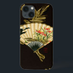 Crimped Oriental Fan with Floral Design<br><div class="desc">Painting of a crimped oriental fan with a floral design. The black background lets the colors on the fan pop off the print. Hang this on your wall and enjoy!</div>