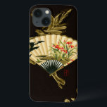 Crimped Oriental Fan with Floral Design<br><div class="desc">Painting of a crimped oriental fan with a floral design. The black background lets the colors on the fan pop off the print. Hang this on your wall and enjoy!</div>