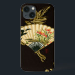 Crimped Oriental Fan with Floral Design<br><div class="desc">Painting of a crimped oriental fan with a floral design. The black background lets the colors on the fan pop off the print. Hang this on your wall and enjoy!</div>