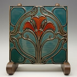 Crimson Bloom Art Nouveau<br><div class="desc">Incorpore seu espaço com a beleza eterno do Azulejo cerâmico "Crimson Bloom Art Nouveau", uma peça cativante que mostra a elegância e as formas orgânicas do estilo Art Nouveau. Esse azulejo cerâmico, impresso por Zazzle, apresenta um design impressionante de uma flor de creme com pétalas graciosamente curvadas em cima de...</div>