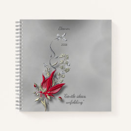 Crimson Butterfly Bloom spiral notebook