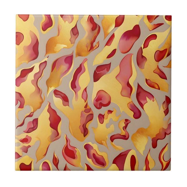 Crimson Gold Abstract Liquid Marble (Frente)