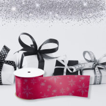 Crimson Silver Glitter Snowflakes Natal