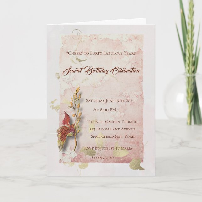 Crimson sussurra convite para aniversário de 40 an (Frente)