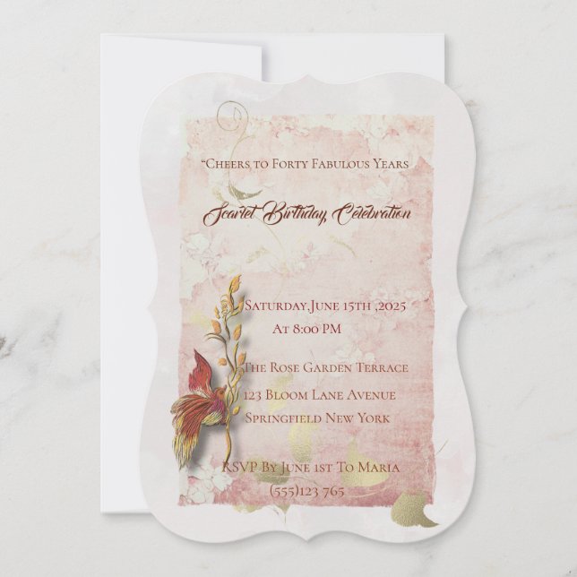 Crimson sussurra convite para aniversário de 40 an (Frente)