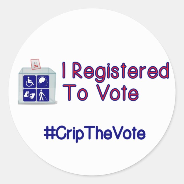 #CripTheVote I: adesivos REGISTRADOS (redondos) pe (Frente)