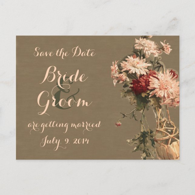 Crisântemos em um Cartão de Save the Date de Garra (Frente)