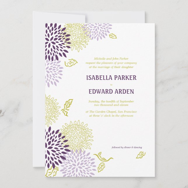 Crisântemos que Wedding o convite 5 x 7 (Frente)