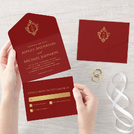 Crista Burgundy Falso Ouro Monograma Elegante de C