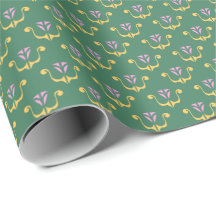 Crista floral moderna em papel de embrulho verde